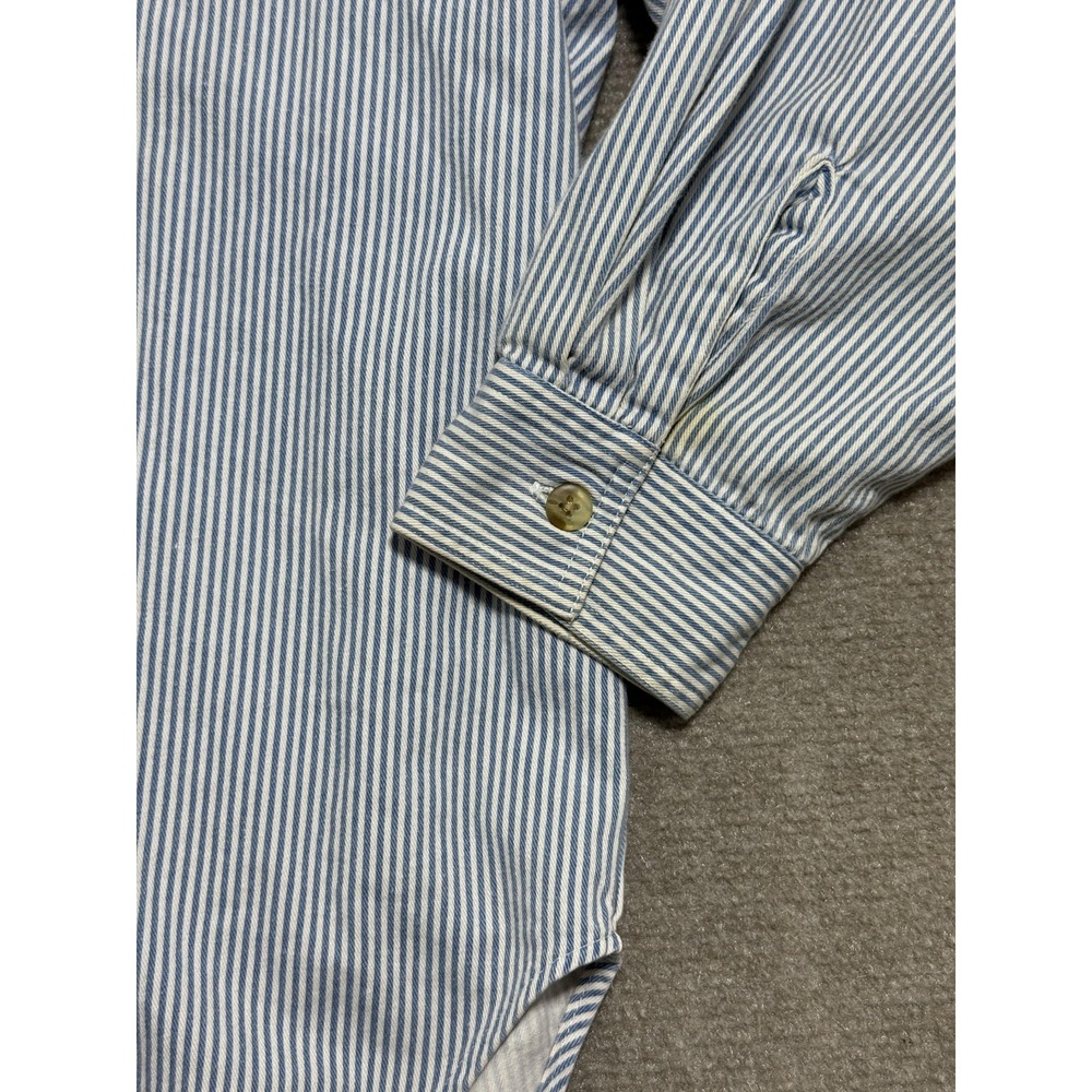 Vintage Quizz New York Shirt Womens 20 Blue White Stripe Embroidered Bears Denim - Picture 8 of 10